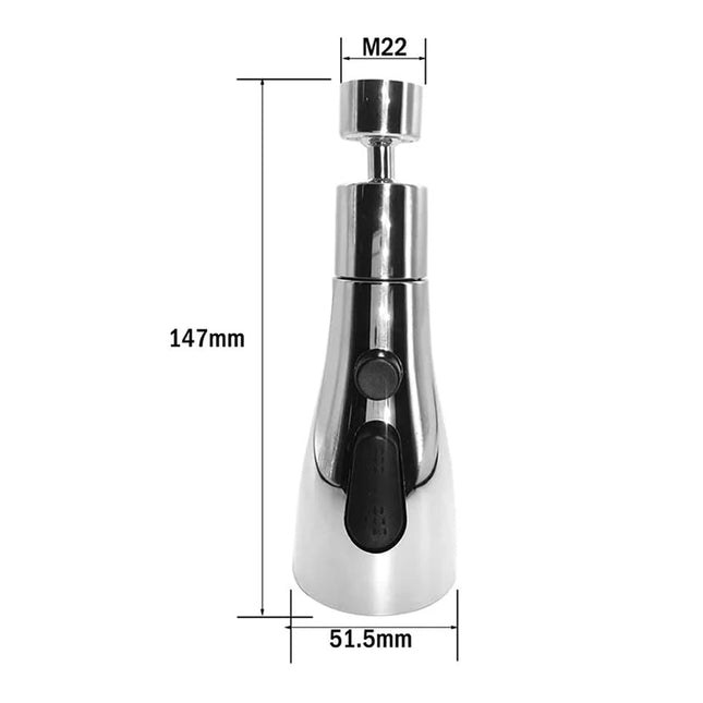 Kitchen 3 Features 360° Adjustable Faucet Extender, Kitchen Faucet Spray Head and Rotary Nozzle Connector Universal Faucet