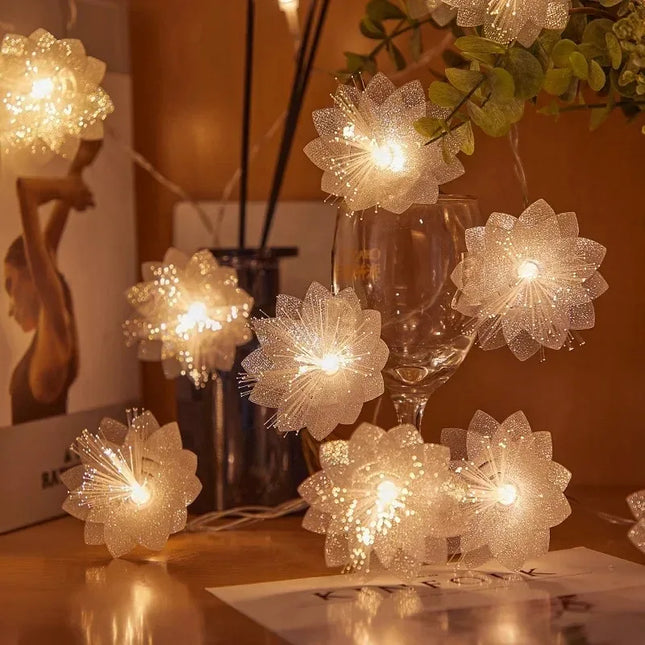 2/3M LED Fiber Optic Festoon Fairy Light Battery-operated Garland Christmas Decoration Party New Year's Decor Artificial Flowers