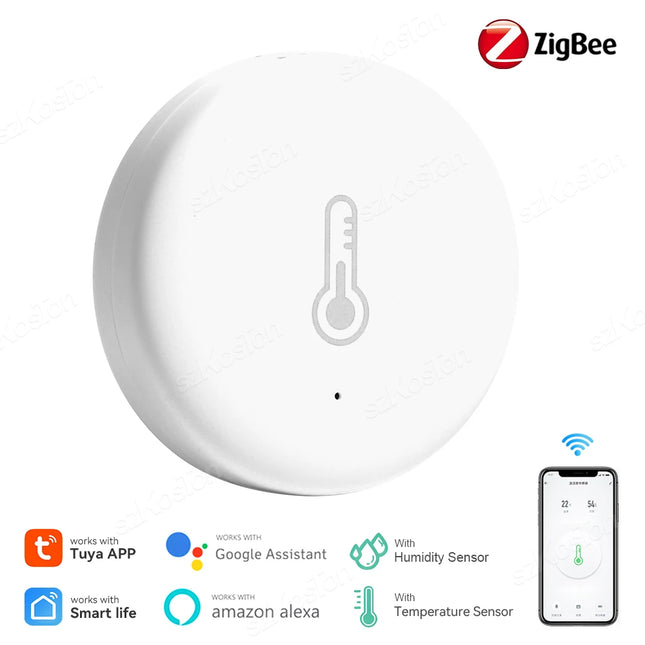 Tuya ZigBee Smart Temperature And Humidity Sensor Smart Life APP Monitor Control Works with Alexa Google Home Zigbee2mqtt